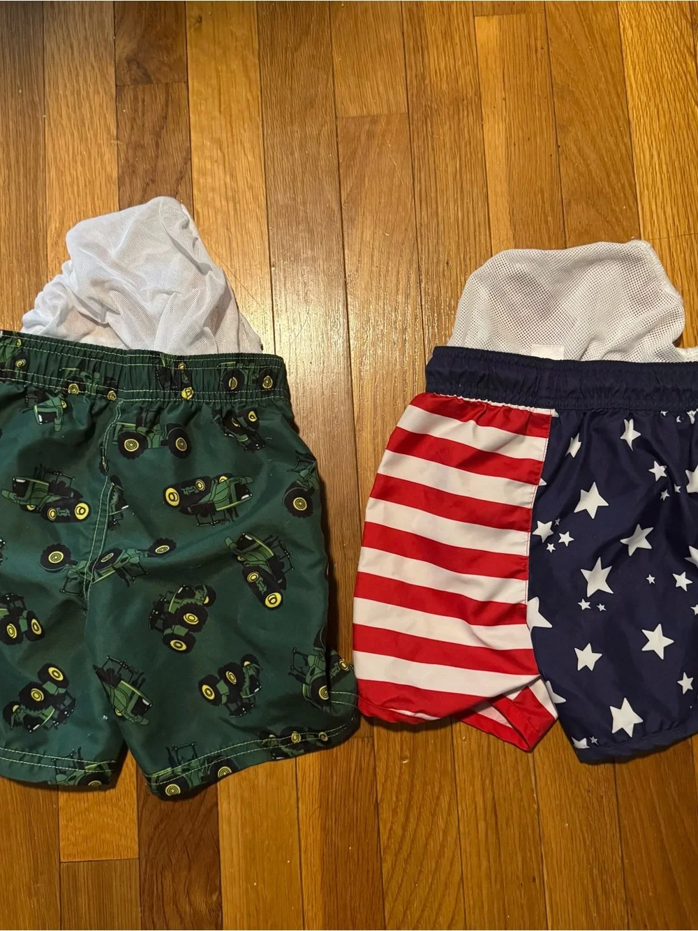 John Deere and Cat & Jack Kids 3T Swim Shorts -  Green Tractor & Patriotic Flag